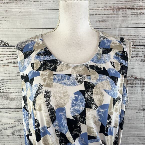 Christopher & Banks Dress size Large Black Blue Slinky Stretch Straight Knee - Picture 4 of 11